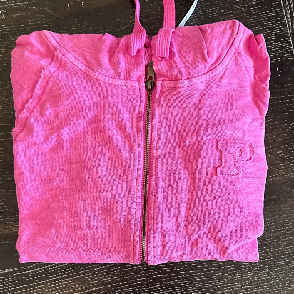PINK Victoria's Secret Hot Pink zip-Up Hoodie with Drawstring size xl